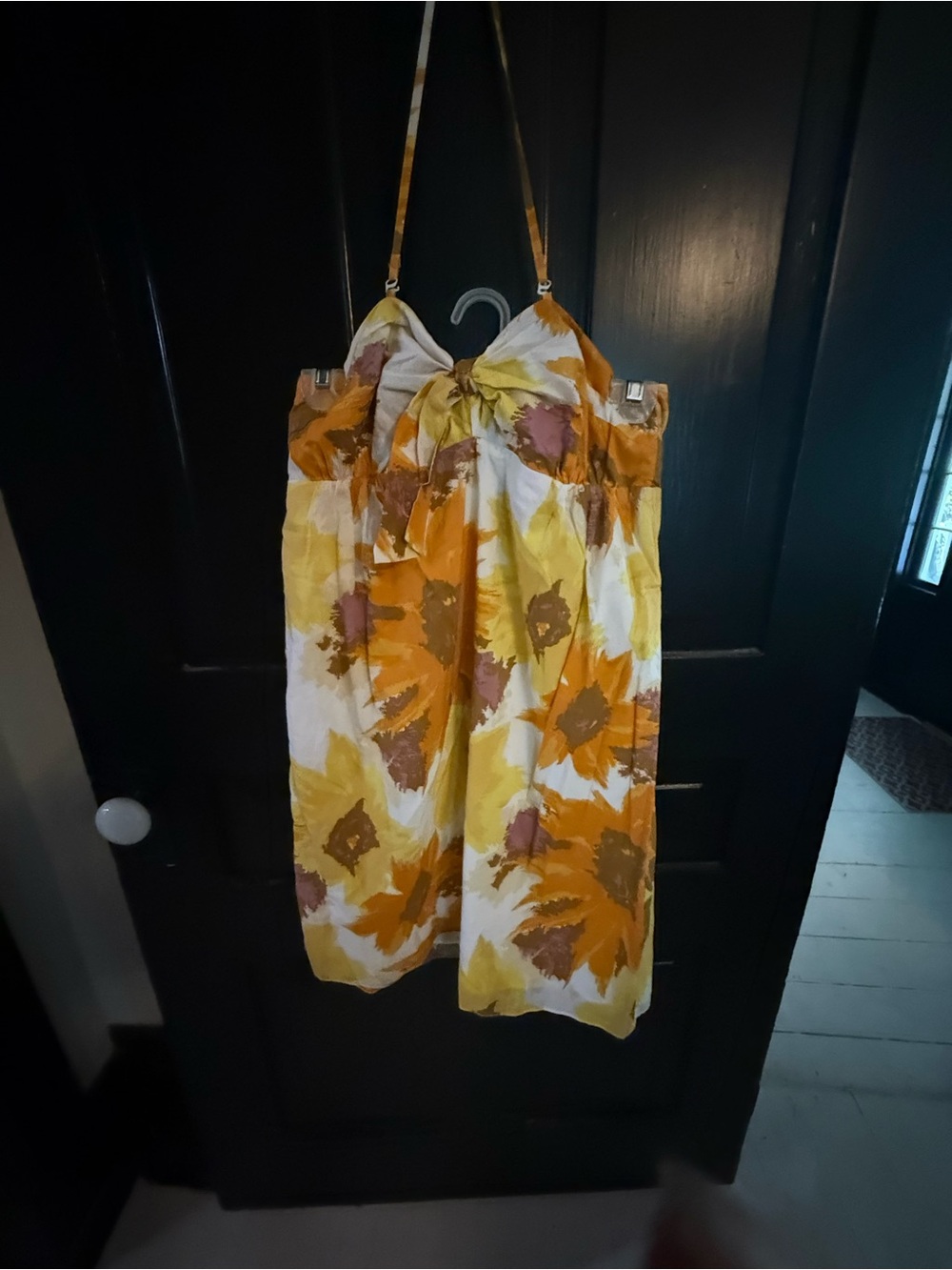 J. Crew Strapless Floral Sunflower Print Dress in Yellow and White